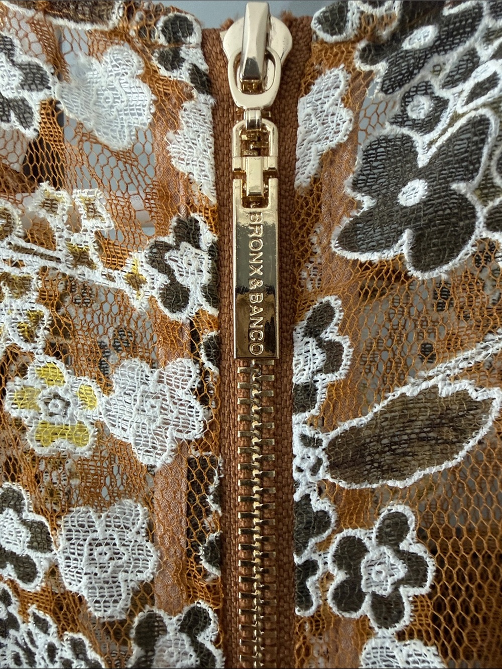 Bronx and Banco Floral Halter High-Low Maxi Dress in Tan and White - Picture 8 of 10